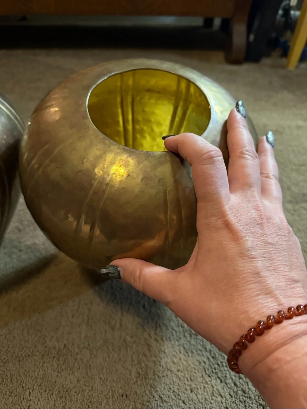 Brass Accent Vase - Gold Decorative Home Accent. Set of 2